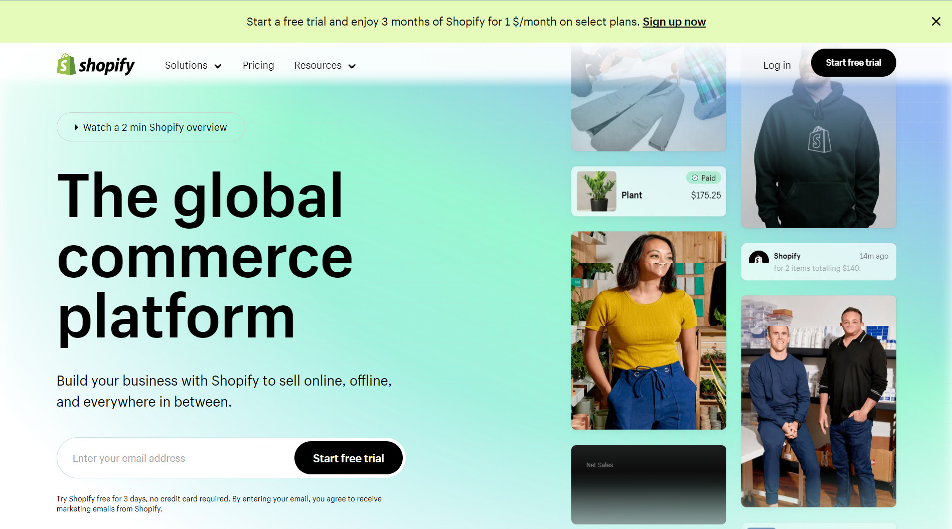 Shopify homepage