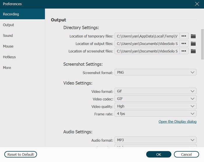 Adjust Parameters for Recordings