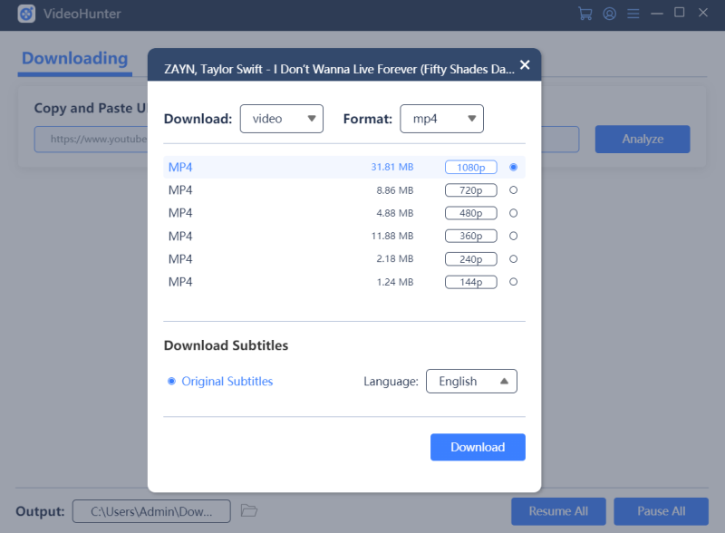 Select Format and Quality to Download YouTube Videos