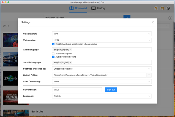 settings according to your needs